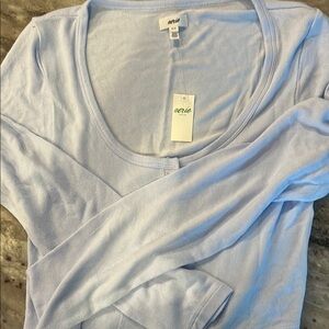Aerie Fitted Long Sleeve Blue T-Shirt